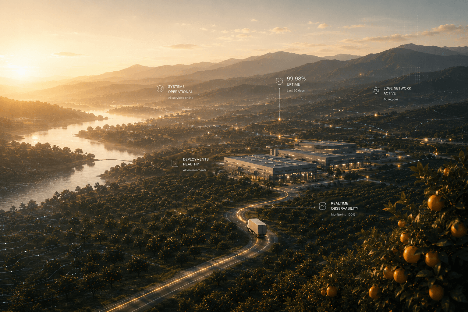 Fresh Industries operational systems across connected routes and facilities