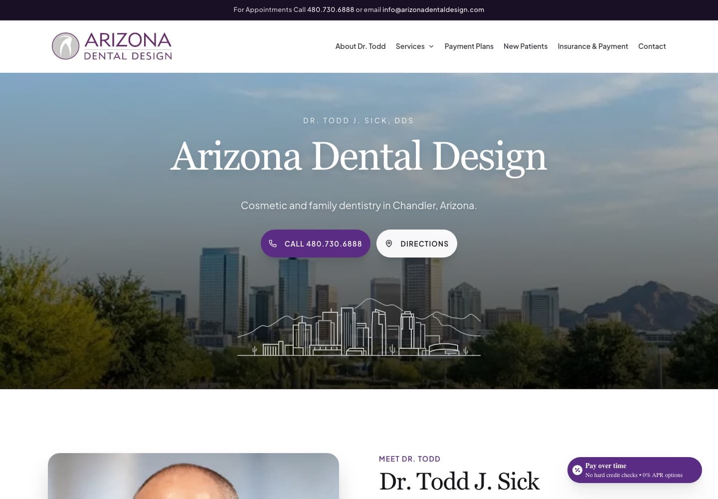 Arizona Dental Design live client website