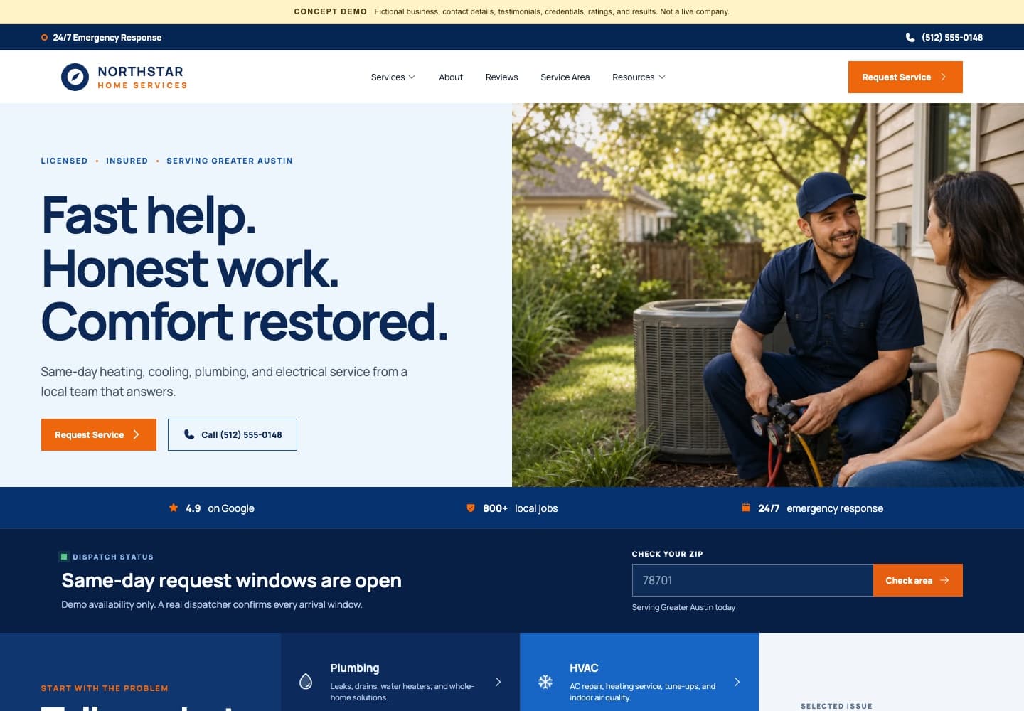 Fresh Solutions local service website design example